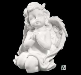 SYNTHETIC MARBLE KNEELING ANGEL SILVER FINISH